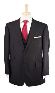 Paul Stuart x Loro Piana Black Tonestripe 3-Piece Wool Suit 46R
